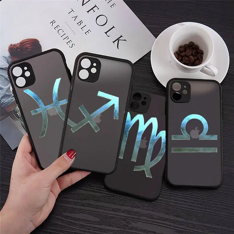 

Twelve constellation symbols Phone Case Transparent Matte for iPhone 7 8 11 12 s mini pro X XS XR MAX Plus cover funda