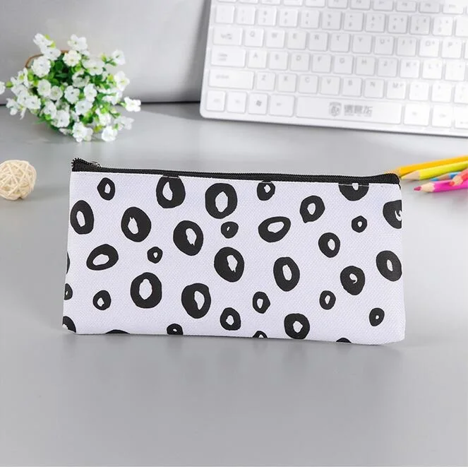 1 шт./лот классическая черная и белая сумка-карандаш из ткани Оксфорд на молнии