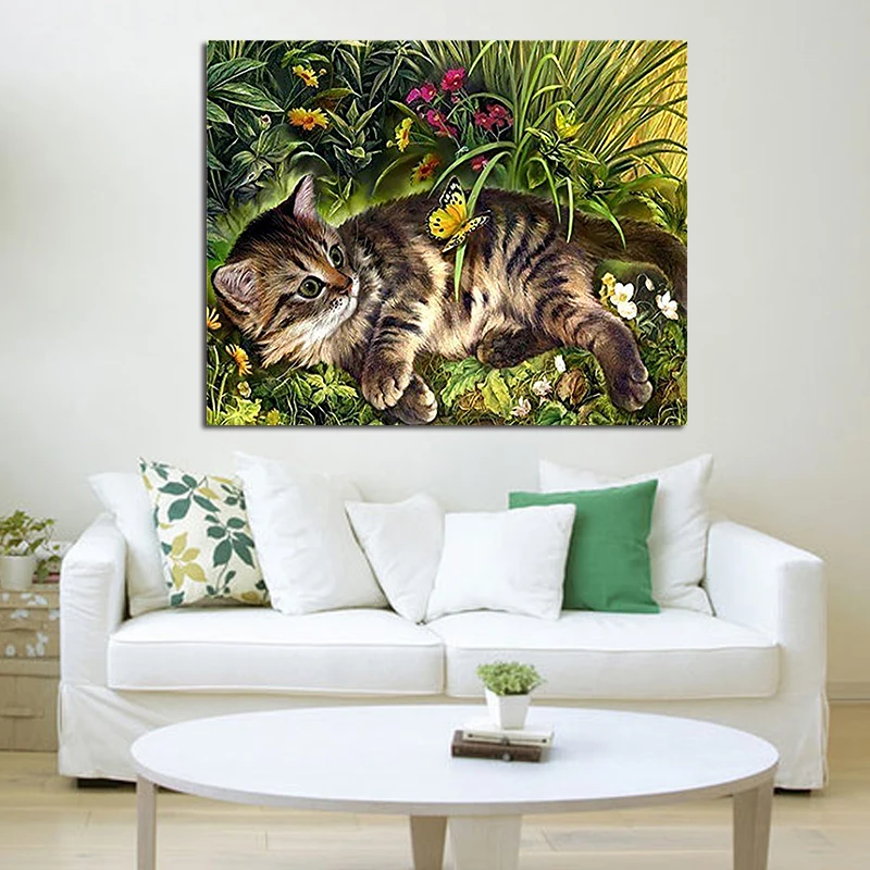 DIY Рисование по номерам рисунок с наборами Китти и бабочки ручная роспись