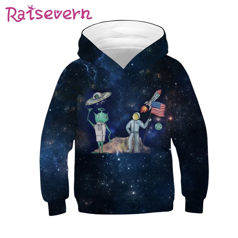 RAISEVERN космическую тематику 3D принт детские толстовки с капюшоном унисекс Детская
