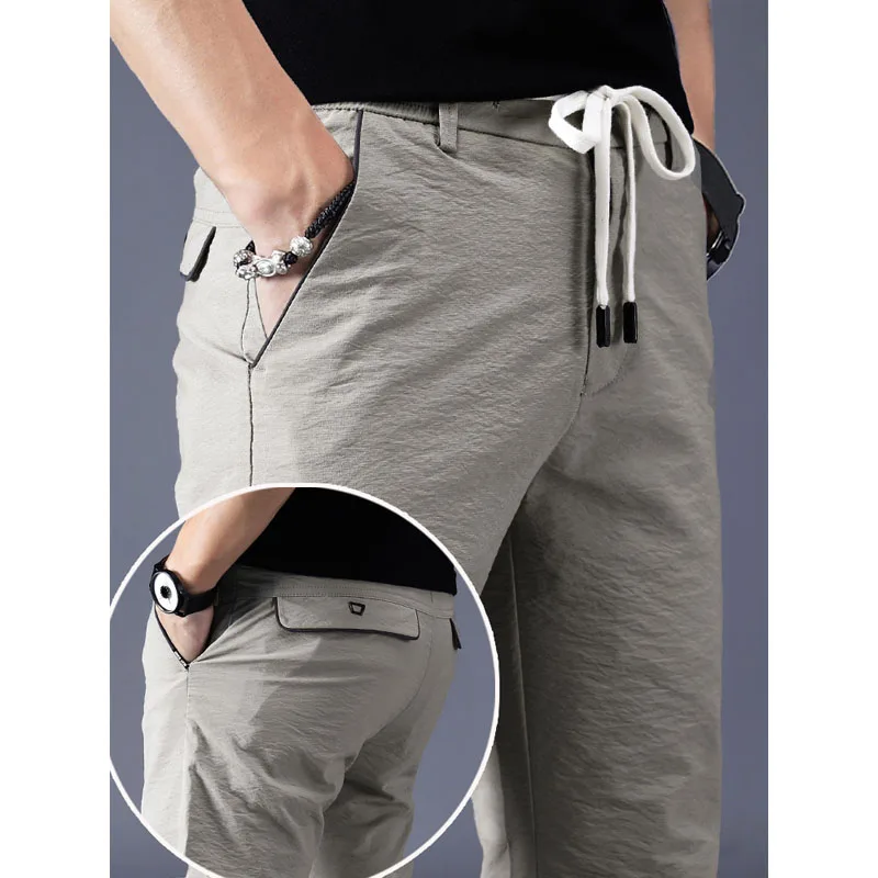 Брюки для отдыха мужские ультратонкие однотонные вискозные штаны спорта дышащие