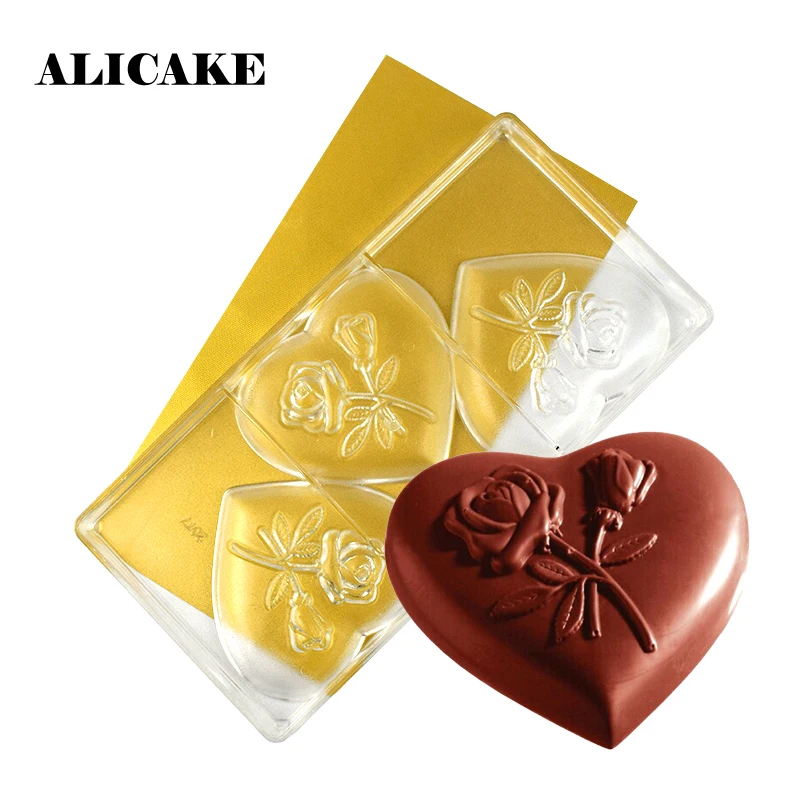 3D формы для шоколада из поликарбоната выпечки розовых сердечек Пластиковая