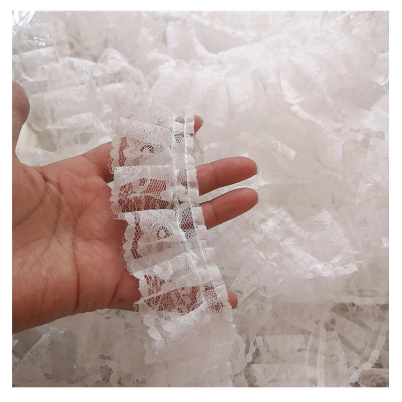 1 м Высококачественная плиссированная кружевная лента с отделкой белая ткань 5 см