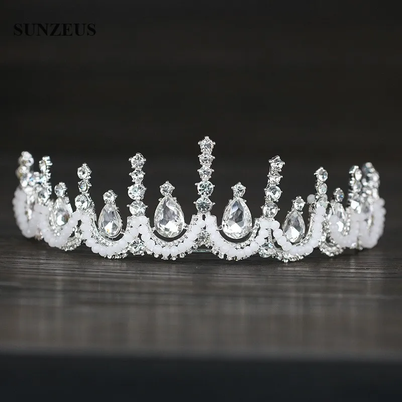 

Wholesale Bridal Crowns Glitter Crystal Silver Wedding Tiaras New Marriage Headband Birthday Party Head Decorations SQ319