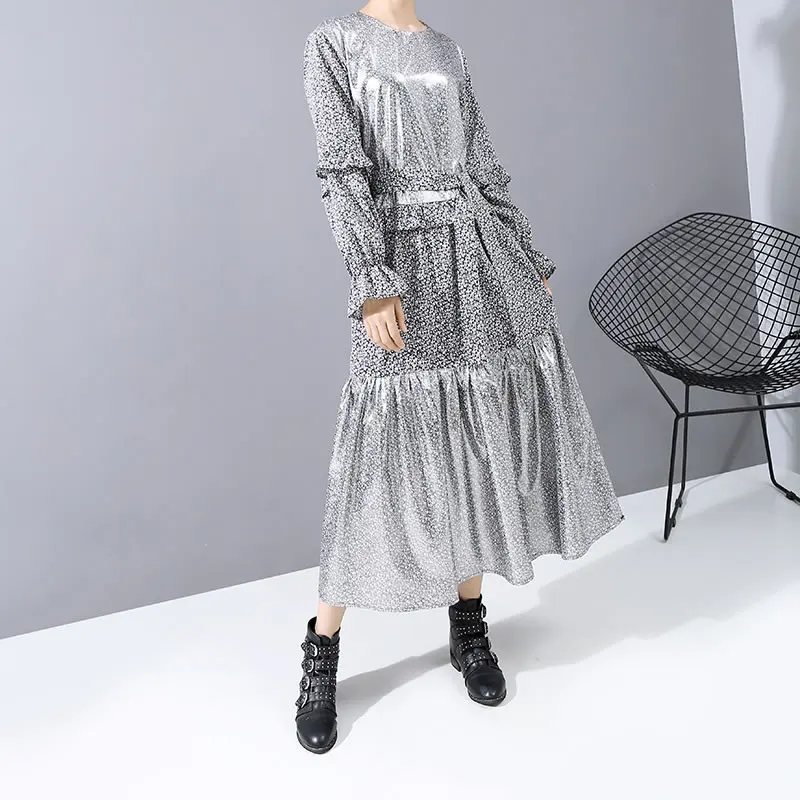 XITAO 2020 Ранняя весна новое женское платье с круглым вырезом в виде листьев лотоса