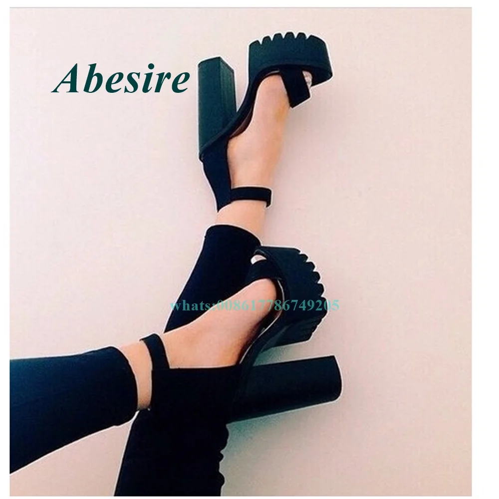 

Сандалии женские на высокой толстой платформе, Босоножки с открытым носком, повседневная обувь с вырезами, на квадратном каблуке, лето