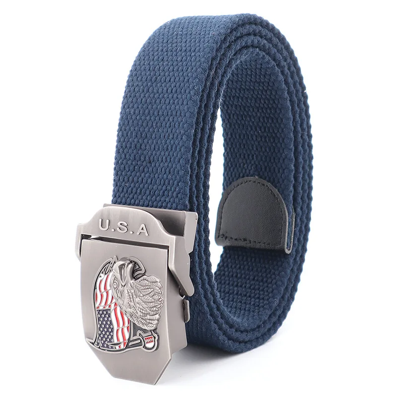 

American Eagle Mens Metel Slide Buckle Waist Belts Breathable Canvas Army Military Outdoor Fashion Women Jeans Accessories Color