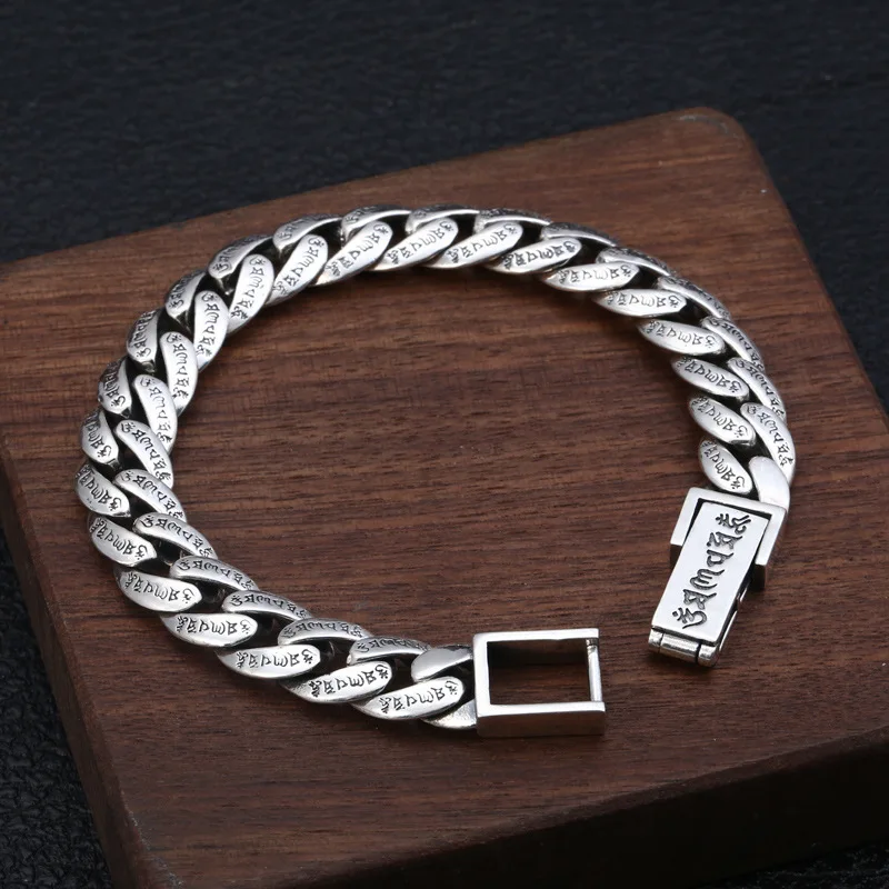 2019 Будда мантра Шарм Браслеты Браслет 100% реальная фотосеребро шесть слов мужчины
