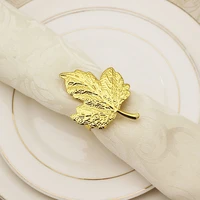10pcslot metal napkin ring golden maple leaf napkin buckle wedding holiday party table creative decoration napkin ring