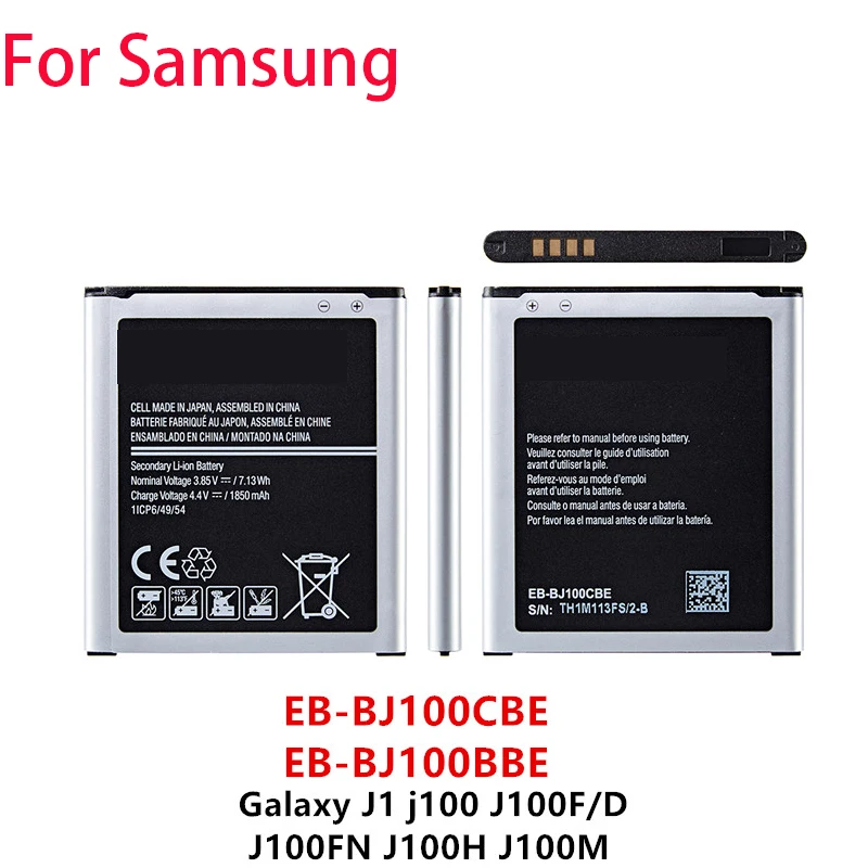 

100% Original 1850mAh EB-BJ100CBE EB-BJ100BBE Battery For Samsung Galaxy J1 J100 SM-J100F J100FN J100H J100M J100Y J100D Battery