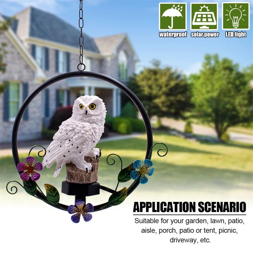 Солнечный полимерный Сова кованого железа ветер Chime светильник украшения сада
