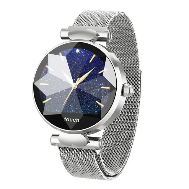 Silver Steel Смарт-часы с монитором сердечного ритма для женщин, Bluetooth, модный умный браслет, фитнес-трекер, женские наручные часы - Цвет: Silver Steel