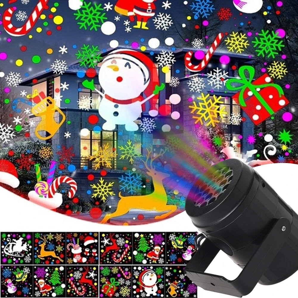

RGB Colorful Disco Ball LED Stage Lights 4W 16 Picture Laser Projector Light Lamp Christmas Party Supplies Kids Gifts