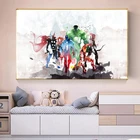 Картины на холсте Мстители Супергерои Marvel аниме акварельный постер и печать Настенная картина для гостиной детской комнаты домашний декор