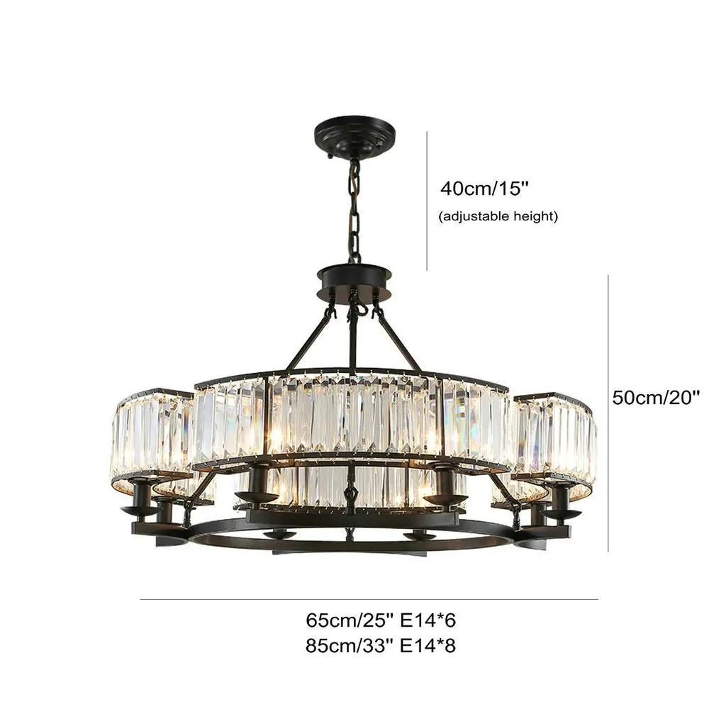 

New Vintage Loft Style Crystal Lighting Fixture Bronze Black Crystal Chandelier Lamp Shade lamps for Living Room E14 Led lamp