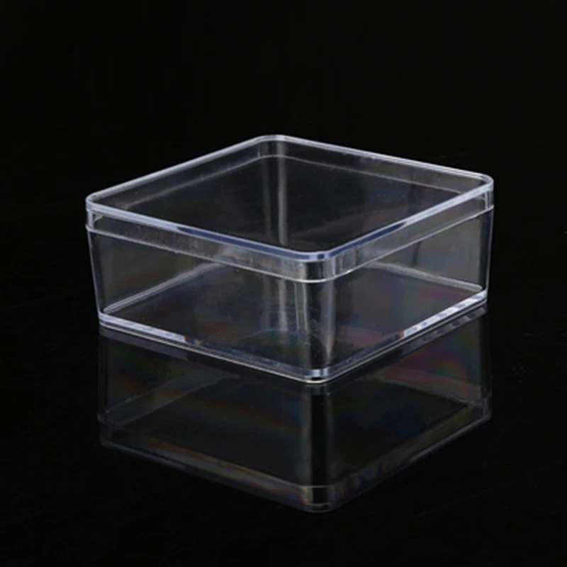 Высокая Прозрачная квадратная пластмассовая коробка с крышкой компоненты