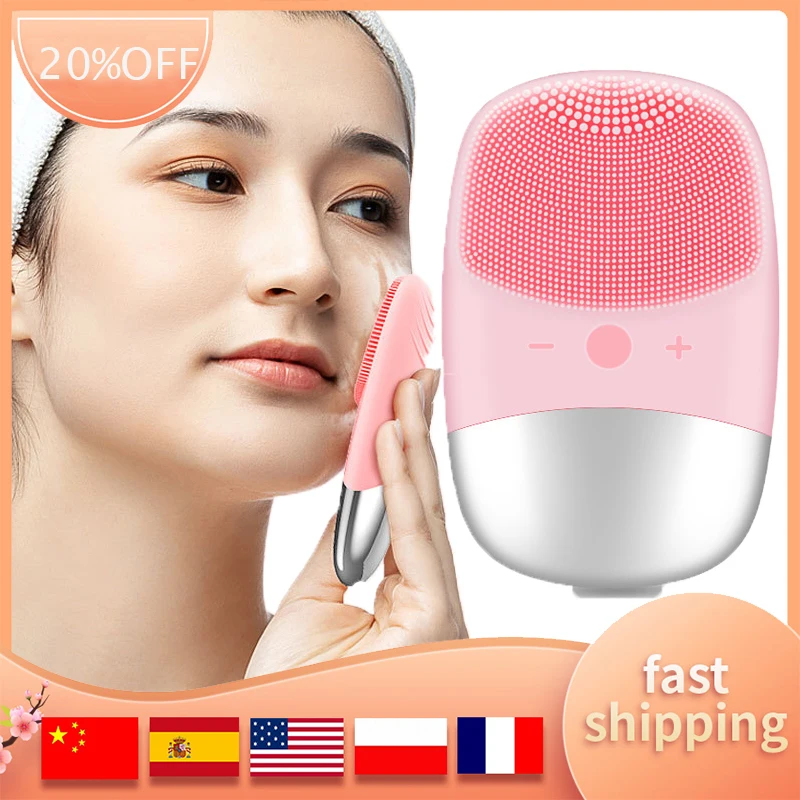 Portable Facial Cleansing Brush With Soft Silicone Waterproof Sonic Vibrating Face Brush For Deep Cleansing Gentle Exfoliating