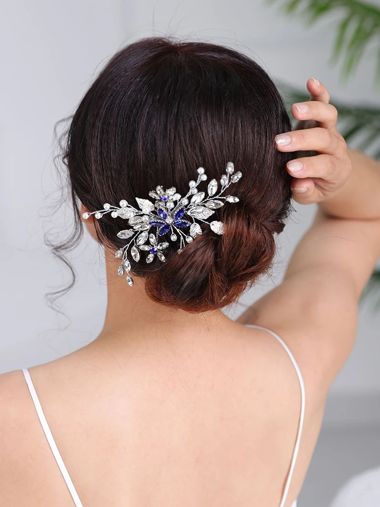 Свадебные аксессуары для волос синяя расческа Повседневные Головные уборы