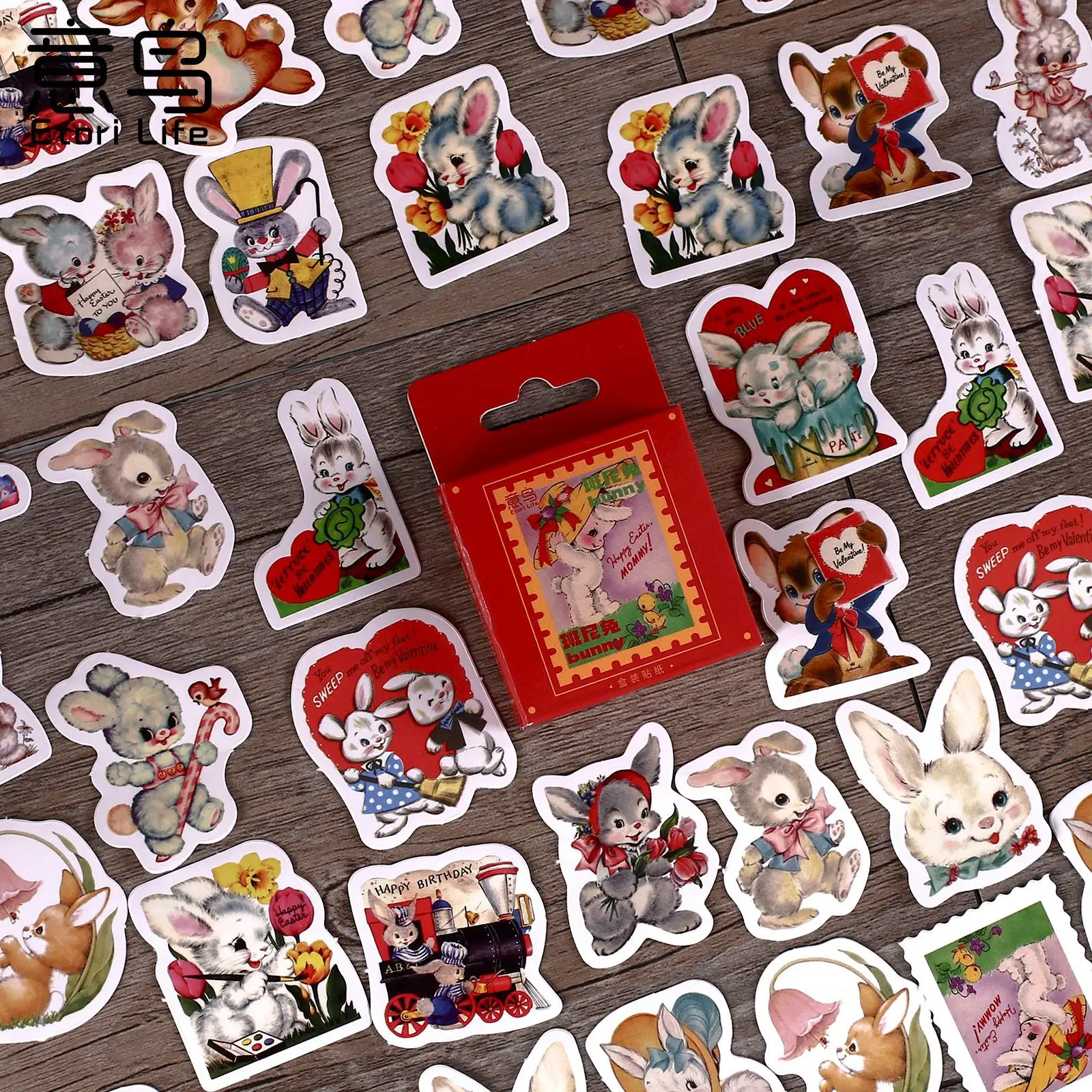 

Wholesale Decorative 10 Boxes Adhesive Benny Rabbits Flake Stickers Journaling Stick Label Cute Stationery