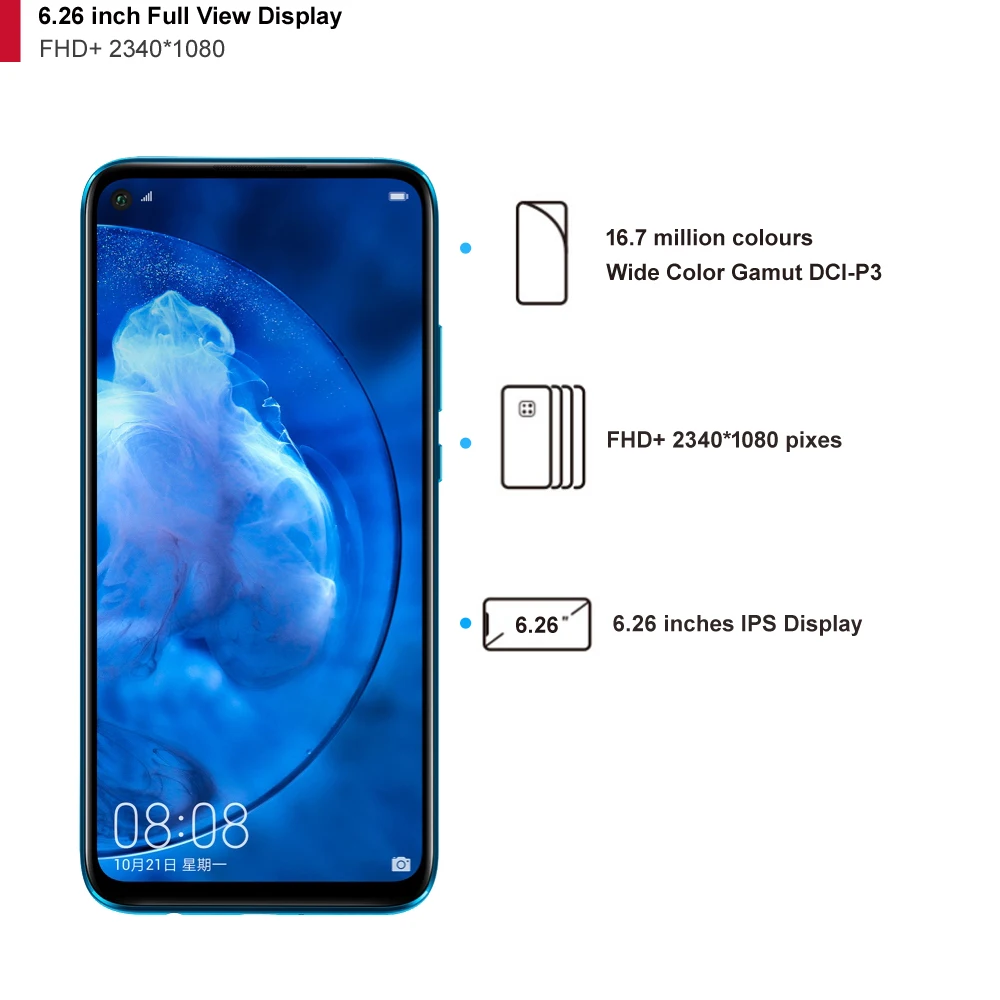 Huawei Nova 5z смартфон Kirin 810 Ai Octa Core 6 26 дюймов Android 9 0 разблокировка отпечатков пальцев