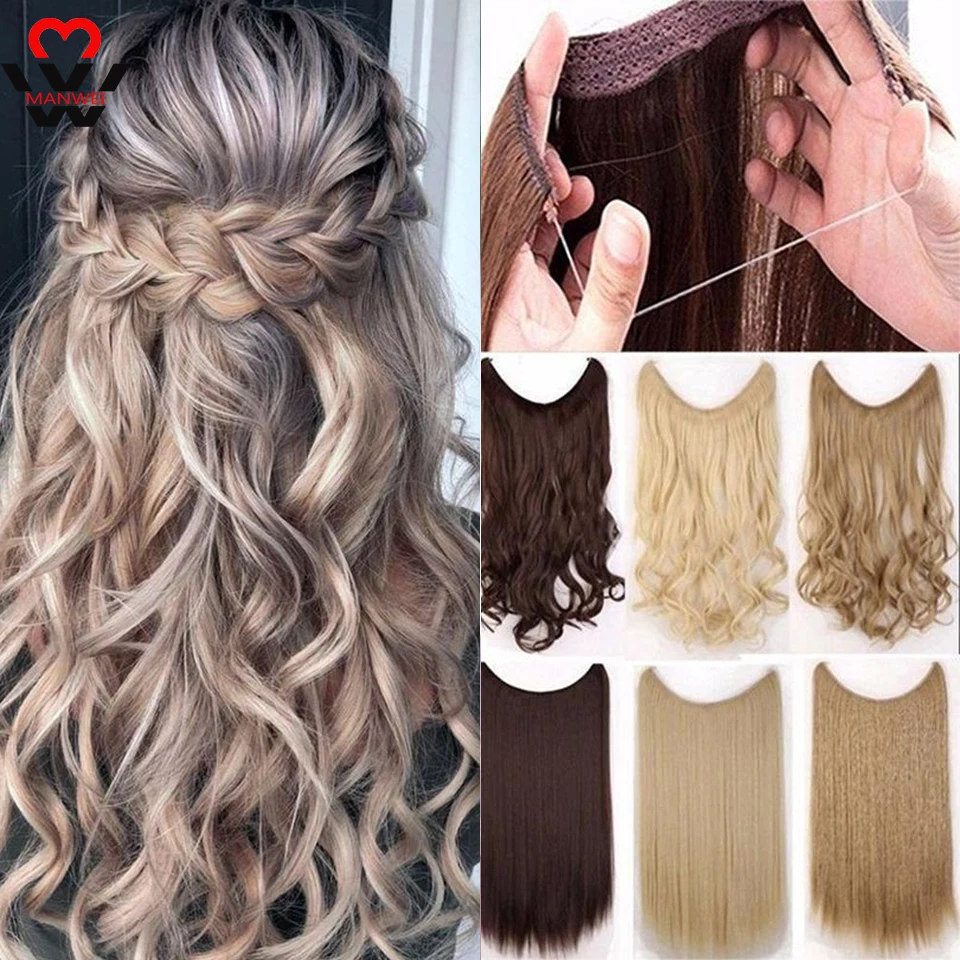 MANWEI длинные заколки для наращивания волос синтетические натуральные волосы
