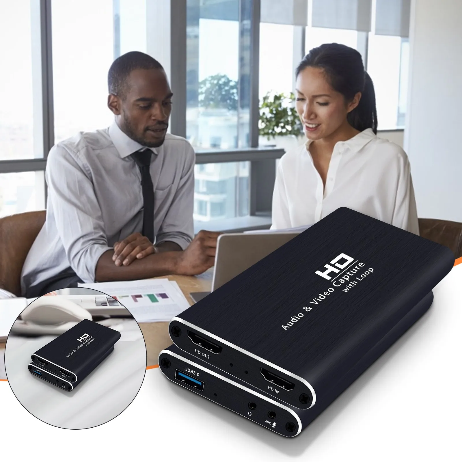 

USB 3.0 to HDMI-compatible Capture Card 4K Video Conference/Game Capture Card HDMI-compatible/F Maximum Input Can Support 4K