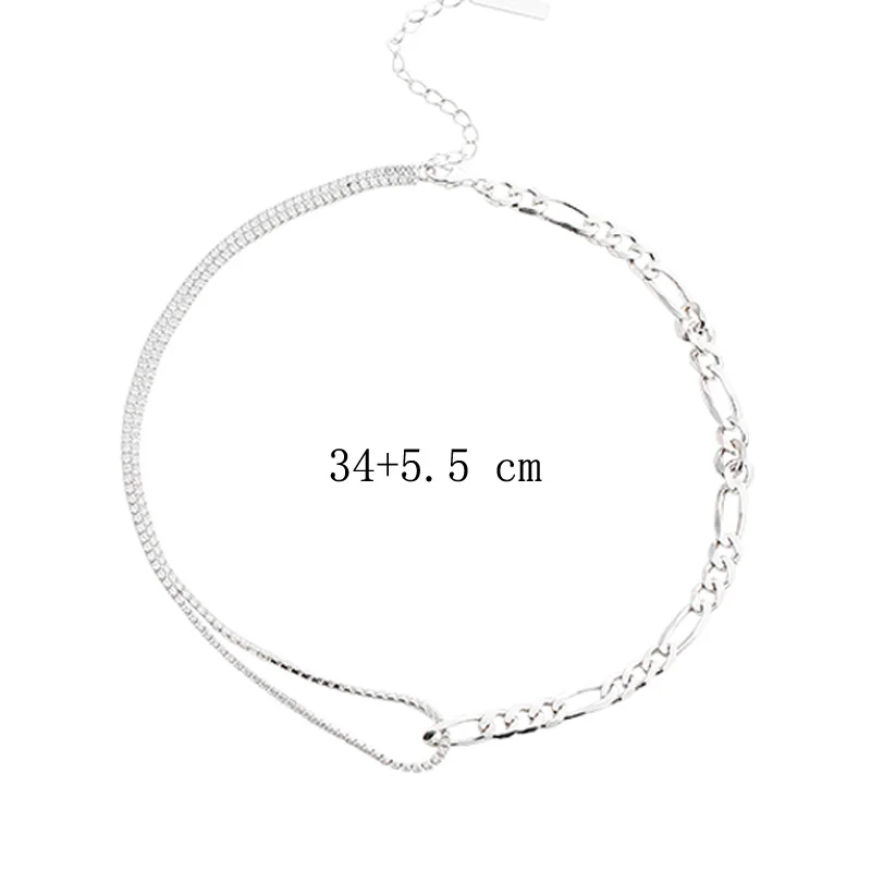 

New Trendy Silver Color 925 Sterling Silver Shiny AAA Zircon Chain Choker For Women Wedding Necklace Gift Fine Jewelry NK070
