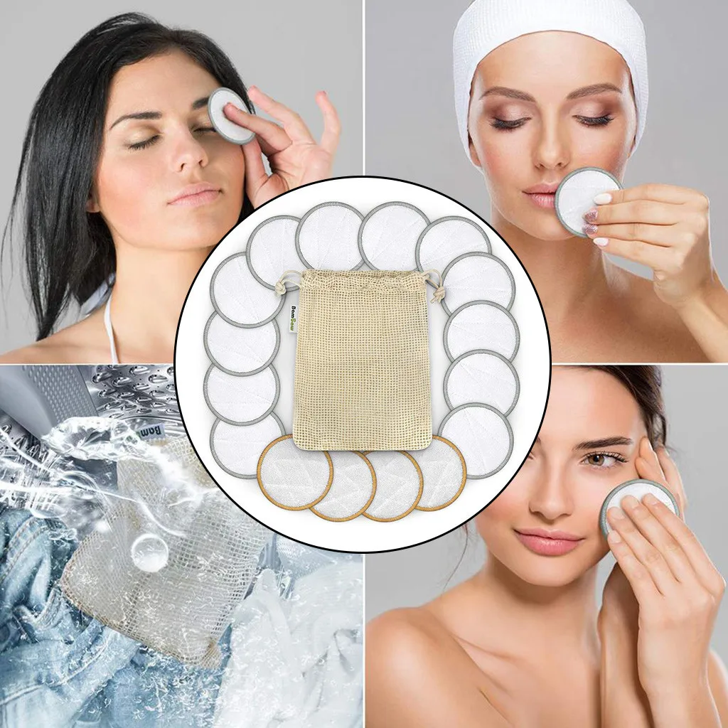 Ватные диски подушечки для снятия макияжа многоразовые мягкие ухода за кожей