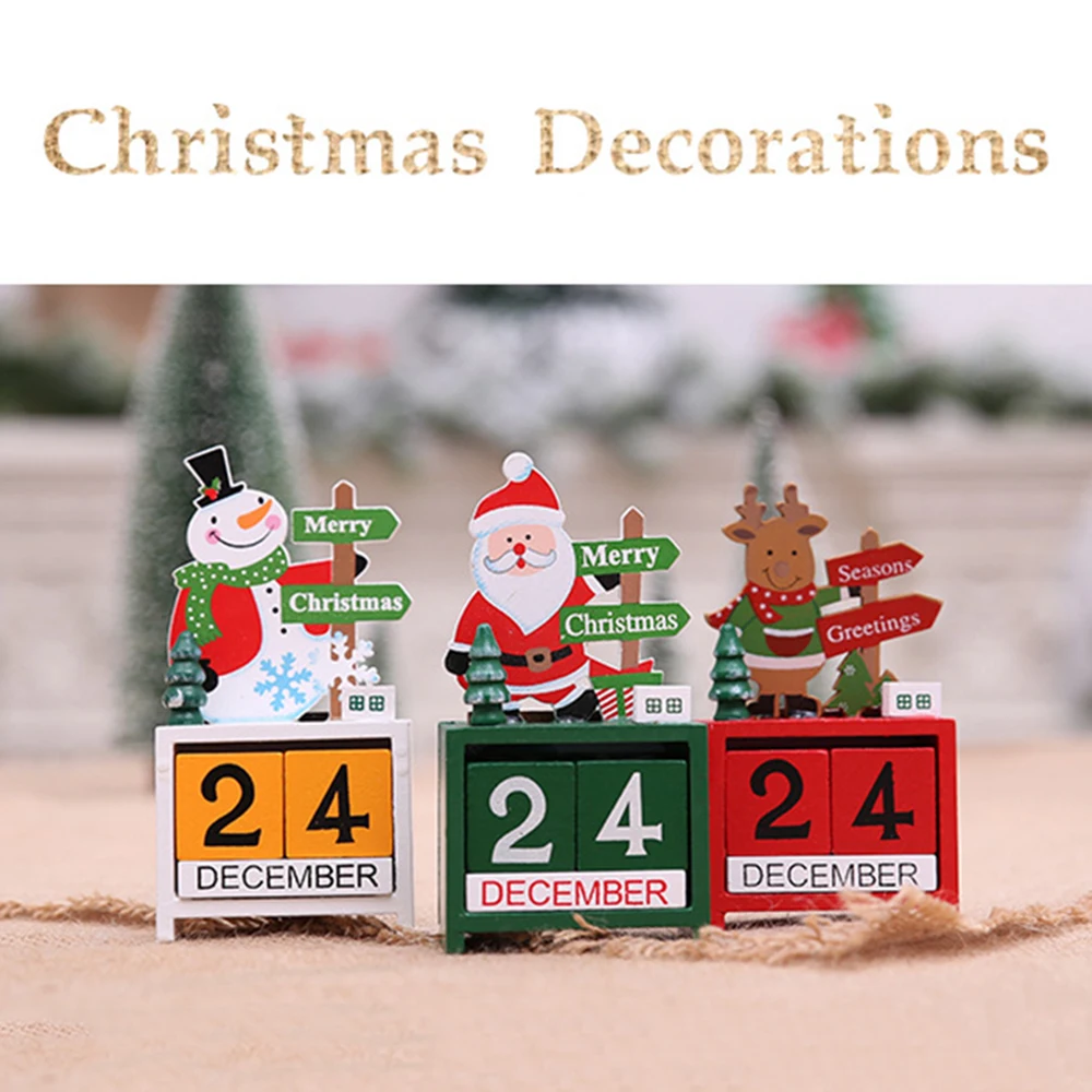 

2019 New Wood Christmas Advent Calendars Christmas Decorations for Home Xmas Ornament Creative Christmas Gifts
