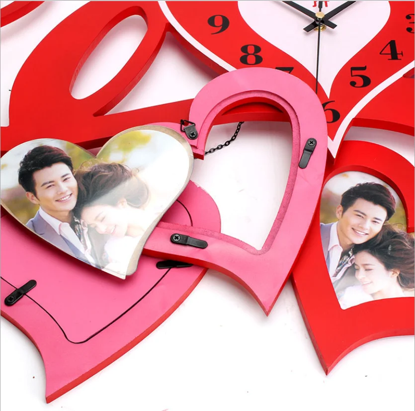 Креативные деревянные Рукоделие Настенные часы Любимое свадебное украшение