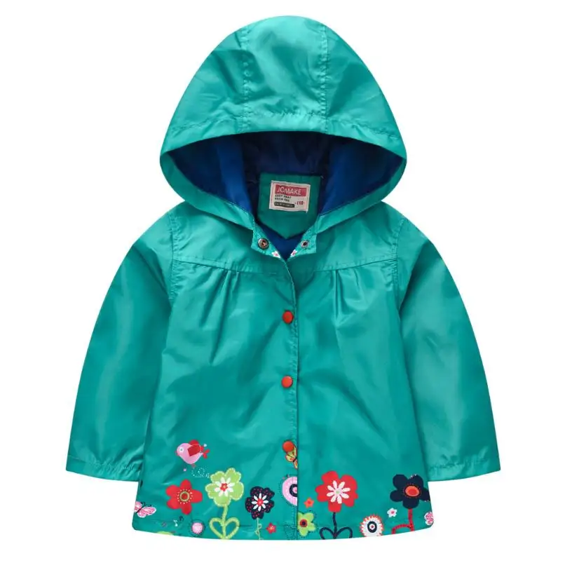 New Fashion Cute Kids Girls Cartoons Wind Rain Jacket Hooded Long Sleeve Windbreak Girl Waterproof Jacket Outwear Raincoat 2-6Y wool pea coat