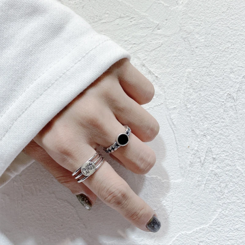 Женские винтажные Открытые Кольца AOMU серебристые трехслойные металлические