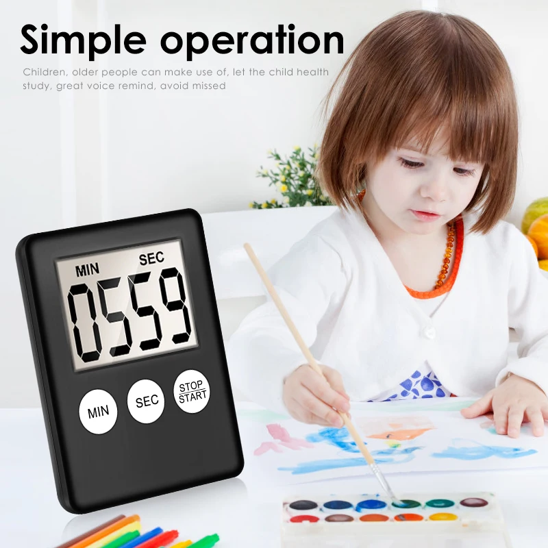 

Super Thin LCD Digital Screen Kitchen Timer Square Cooking Count Up Countdown Alarm Magnet Clock Temporizador