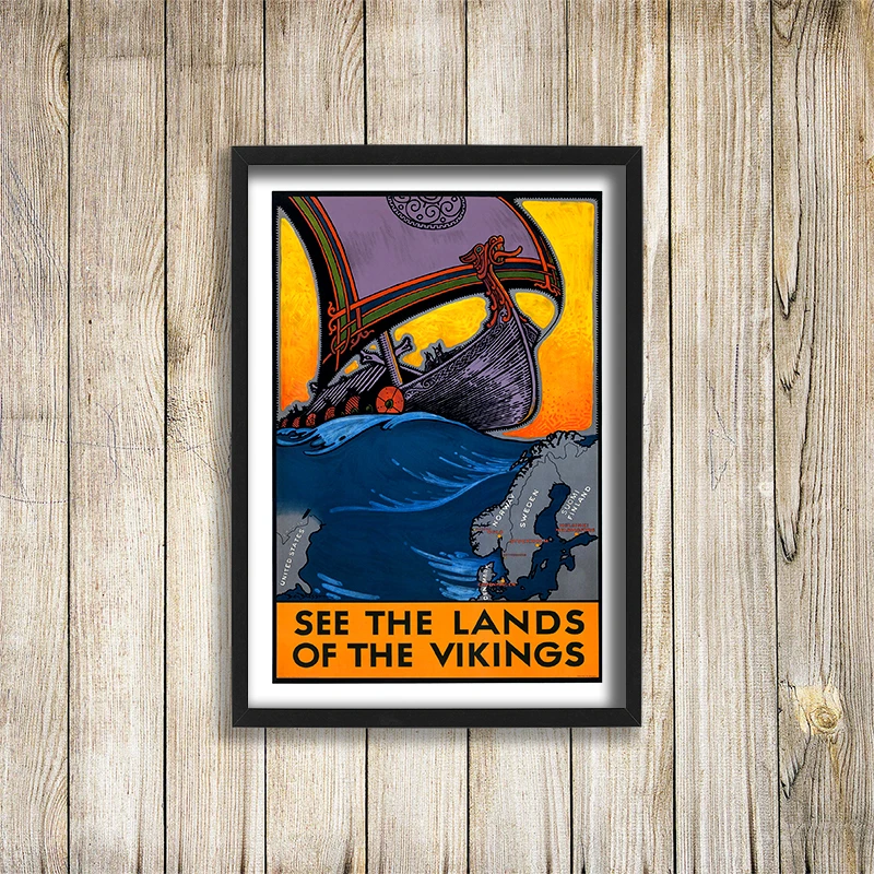 Скандинавская искусство Финляндия путешествия Land of Vikings холст живопись