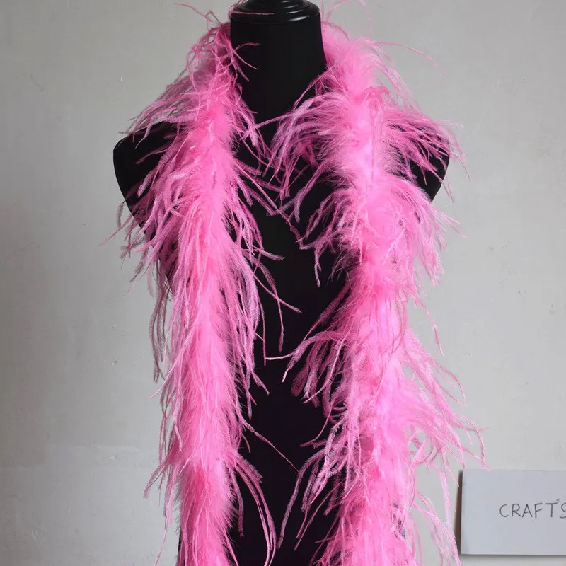 Dark Pink 2 м пушистое страусиное перо боа юбка костюмы/отделка для вечерние/Костюм Ремесло страусиное перо в Свадебные украшения - Color: Dark Pink