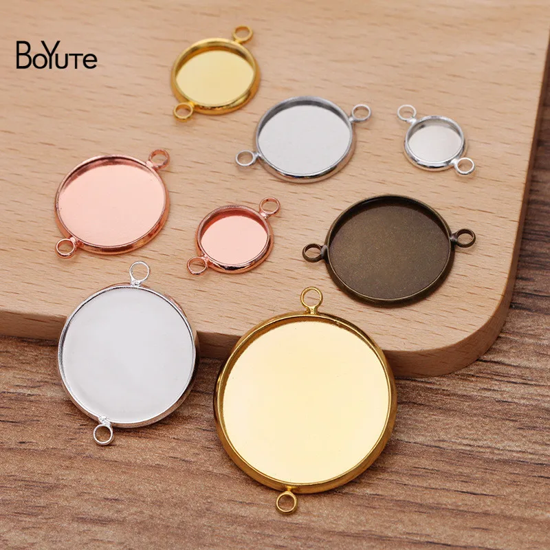 

BoYuTe (50 Pieces/Lot) Fit 10-12-14-16-18-20-25MM Cabochon Blank Tray Settings Diy Handmade Pendant base with 2 Loops