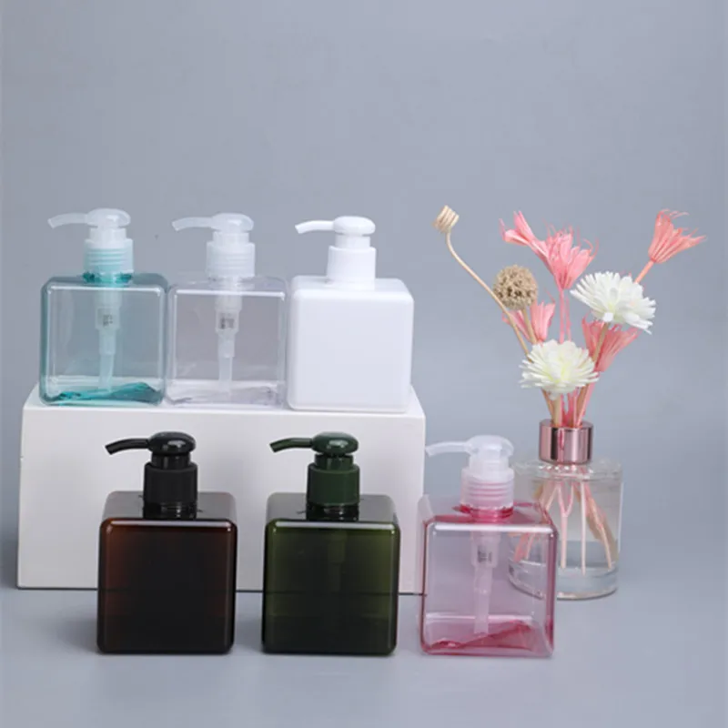 Empty PETG Refillable bottle Square Plastic Dispensers for Essential Oil Soap Lotion Storage container 250ml 450ml 650ml
