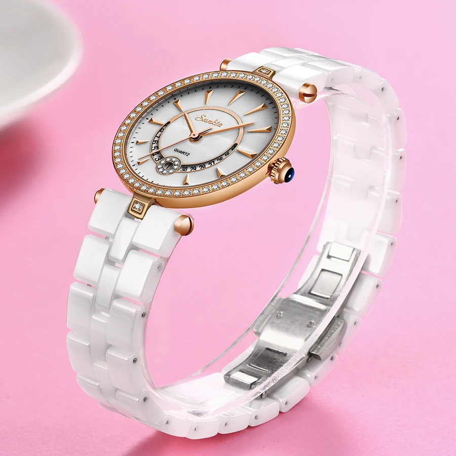 SUNKTA новые кварцевые женские часы из розового золота Топ бренд роскошные с