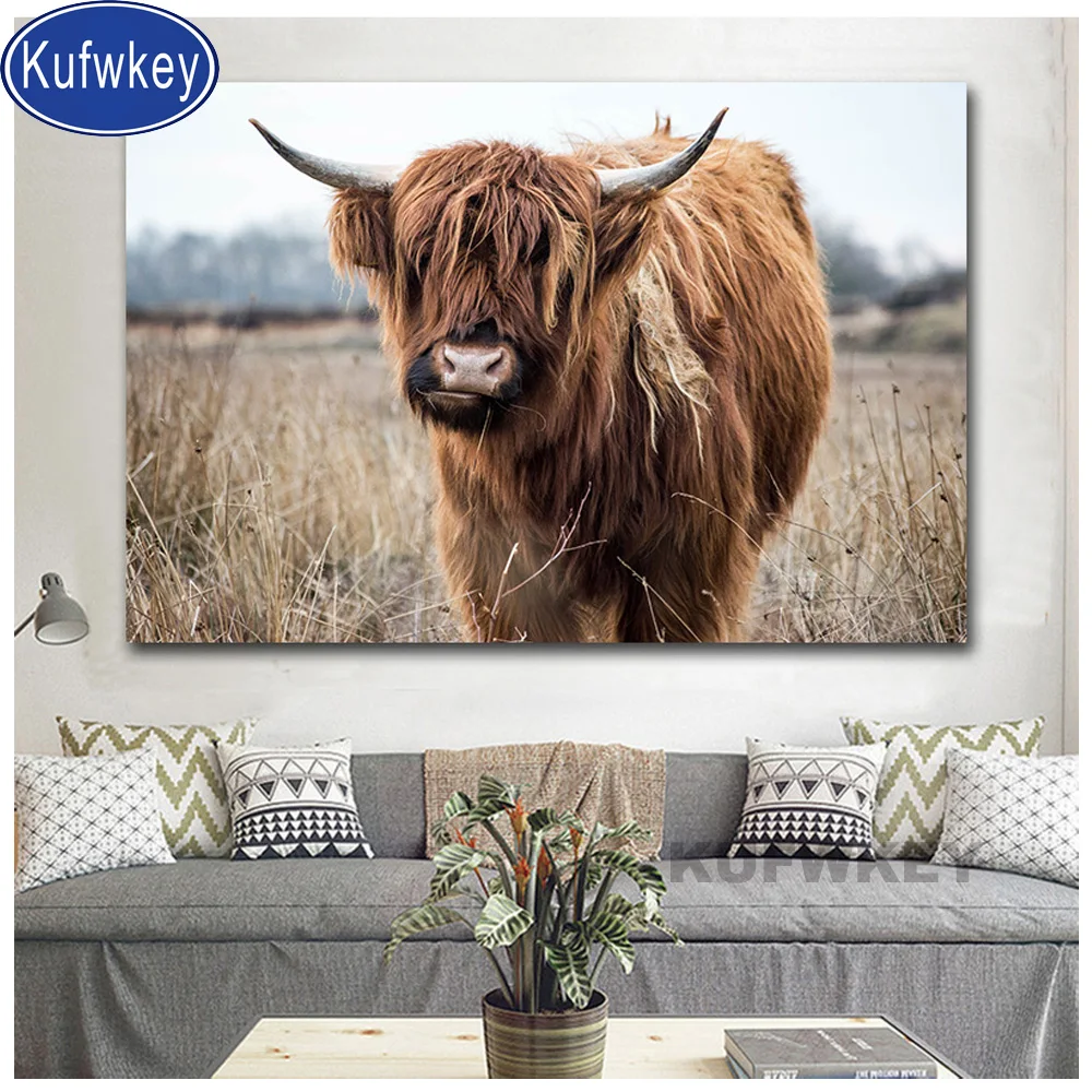 Алмазная вышивка Freedom Highland Cow full square round drill алмазная живопись 5d diy Бриллиантовая