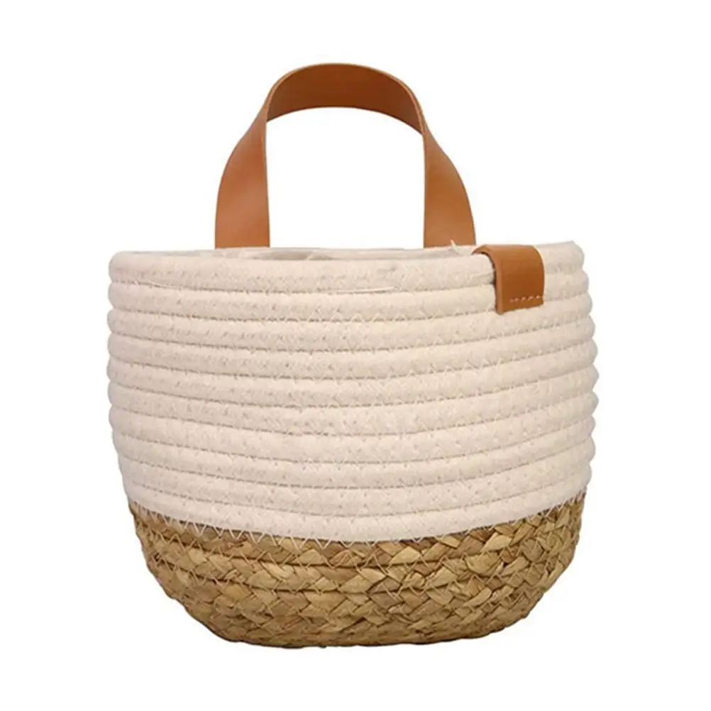

Hanging Flower Pots Plant Fiber Hanging Plant Baskets Storage Basket with Leather Straps for Hanging Plants Toy Storage1