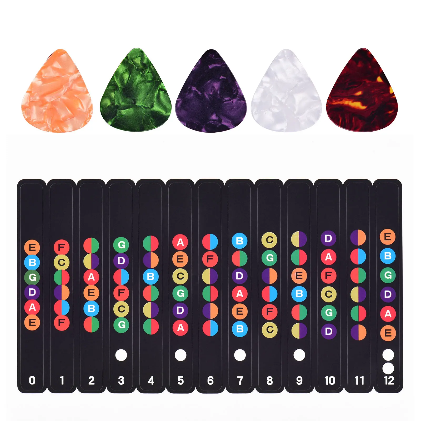

Guitar Fretboard Stickers Colorful Fingerboard Sticker Note Decals for 6 String Acoustic Electric Guitars Assistant Tool