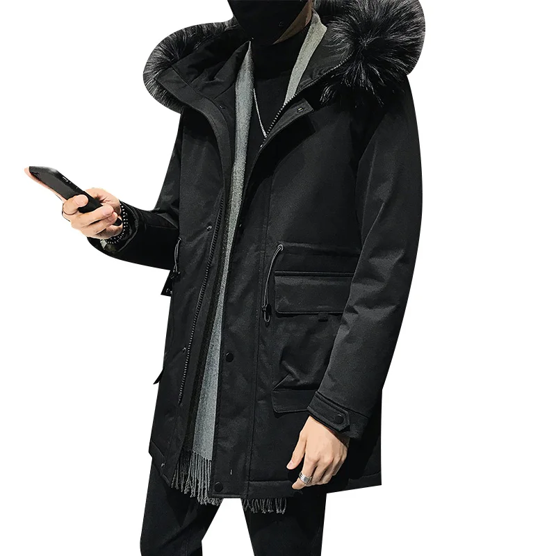 

Causal Mens Down Jacket Fashion Winter Men Coat Thick Warm Male Down Coat Hooded White Duck Down Long Down Jacket Parka