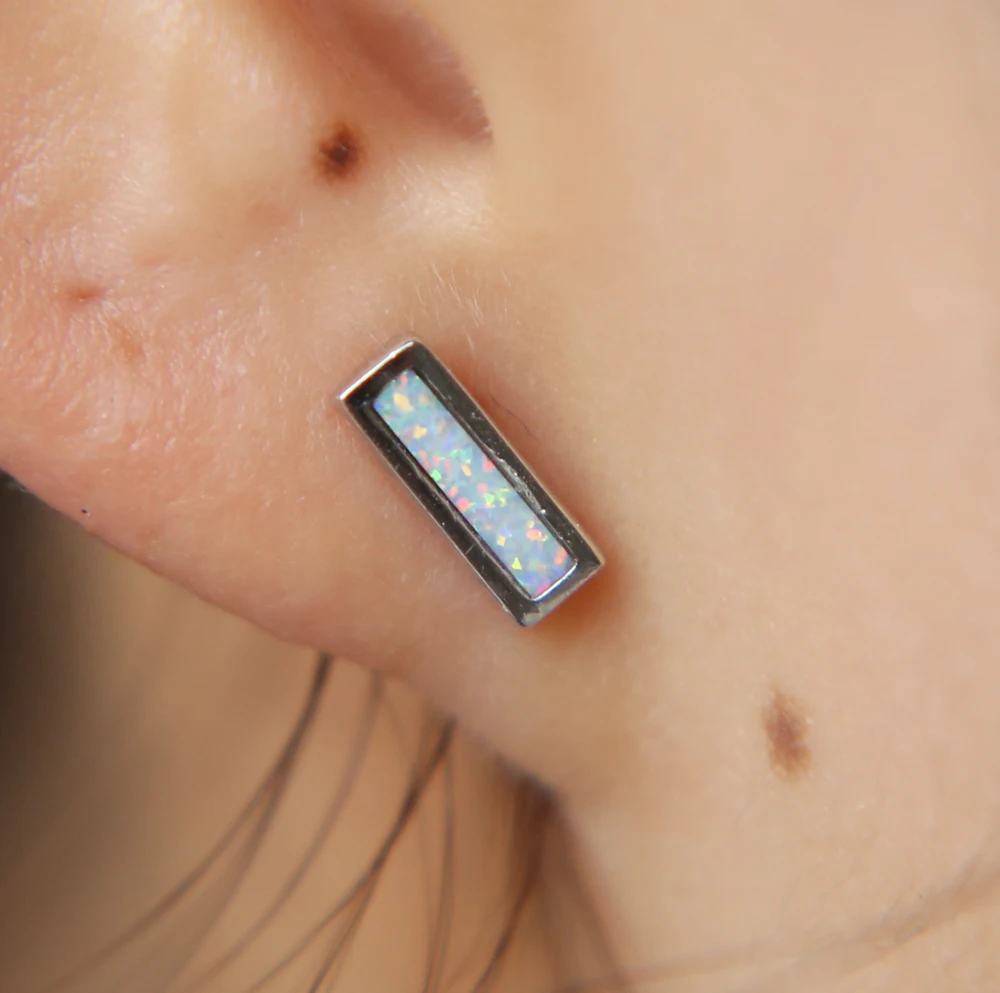 Стильные опал брусок стержня для девочек 925 пробы серебро синего белого розового