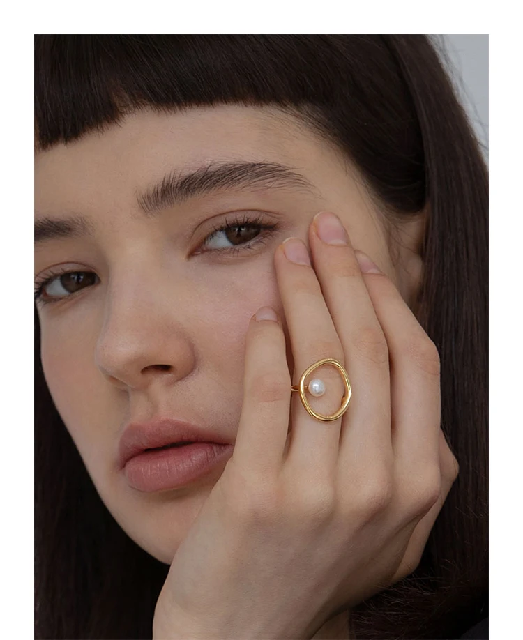 

bague en metal pour femmes, bijou de mode, anneau rond geometrique, accessoires de tir, Imitation de perle shark ring emo