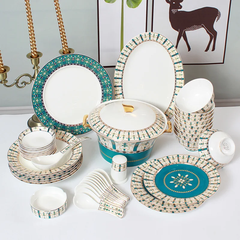 

Ceramic tableware, high-grade western style 46 skull porcelain dishes and dishes set, home hotel set