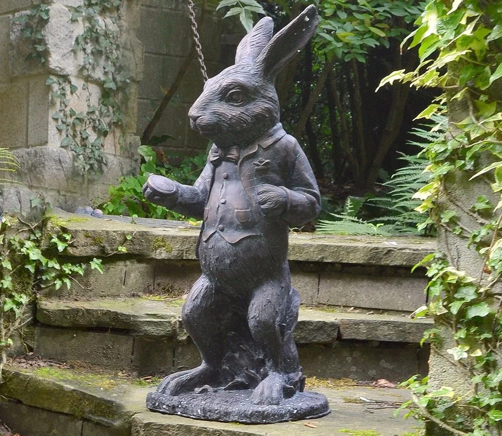 Adornos de resina para el pa&iacute;s de las Maravillas, adornos artesanales para decoraci&oacute;n de jard&iacute;n, Alices, oruga, conejo blanco, gato de Cheshire-4