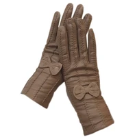 gloves 2020 new ladies sheep leather gloves dark beige leather fashion winter warmth beautiful free shipping genuine leather dri