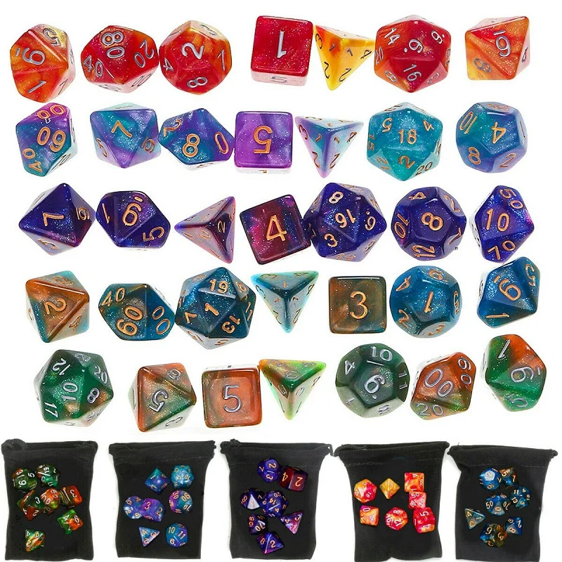 

New 35Pcs Educational Acrylic Polyhedral Dice for DND RPG MTG Role Playing Board Game with bag