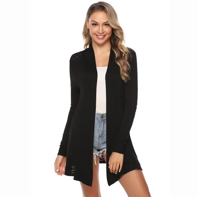 IClosam белый кардиган для женщин вязаный свитер повседневное крючком пончо пальто