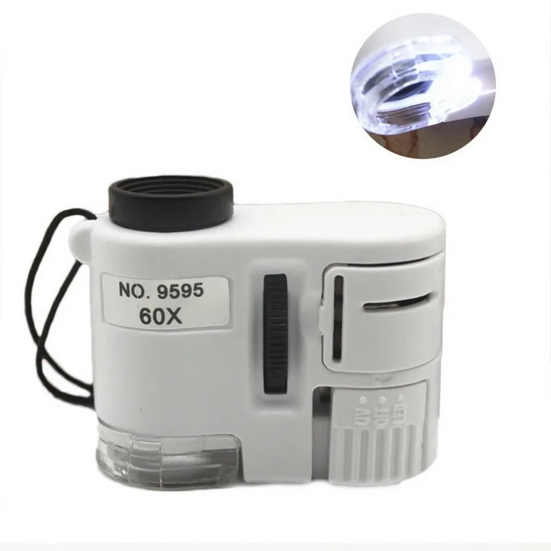 60X ручное увеличительное стекло мини Карманный микроскоп Лупа детектор валют